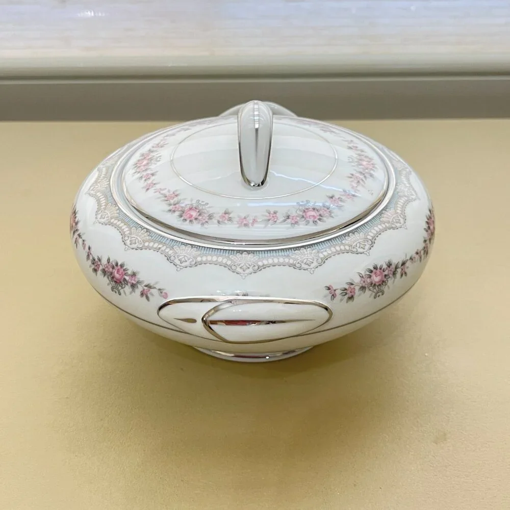 Noritake China Glenwood 5770 Sugar Bowl 2 Pc Dish Rose Floral